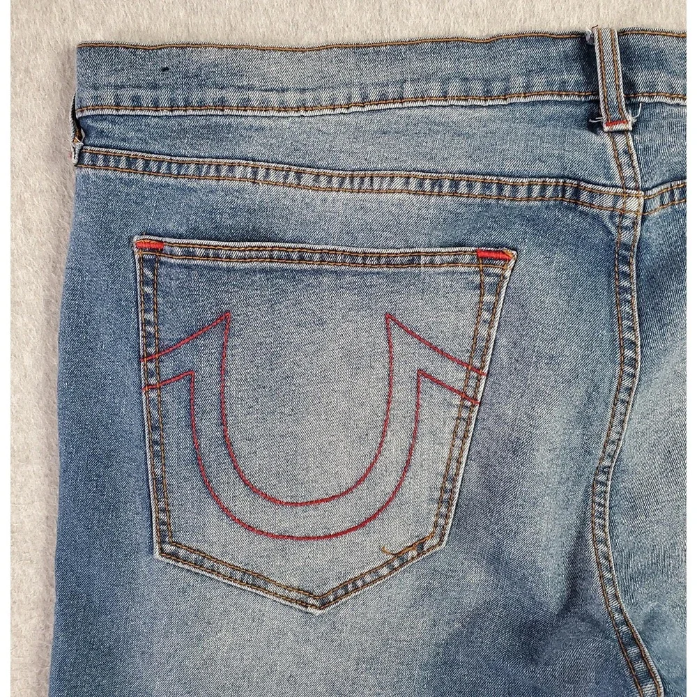True Religion Rocco Jeans Mens 40x32 Blue Relaxed Skinny Moto Stretch Denim